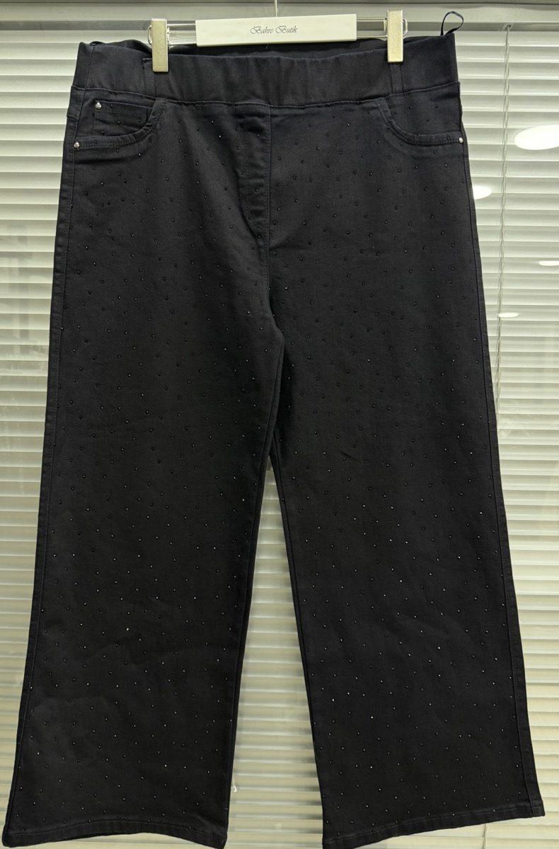 TAŞLI BOL PAÇA KOT PANTOLON - Görsel 2